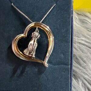 Bradford Exchange Heart Pendant Necklace with Lab and on back I love labs.